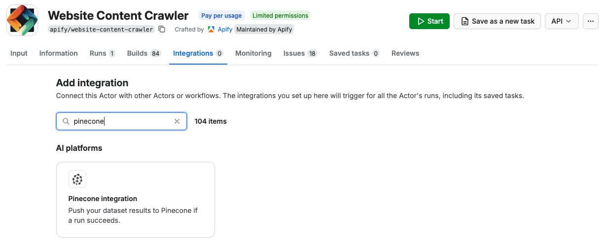 Website Content Crawler with Pinecone integration